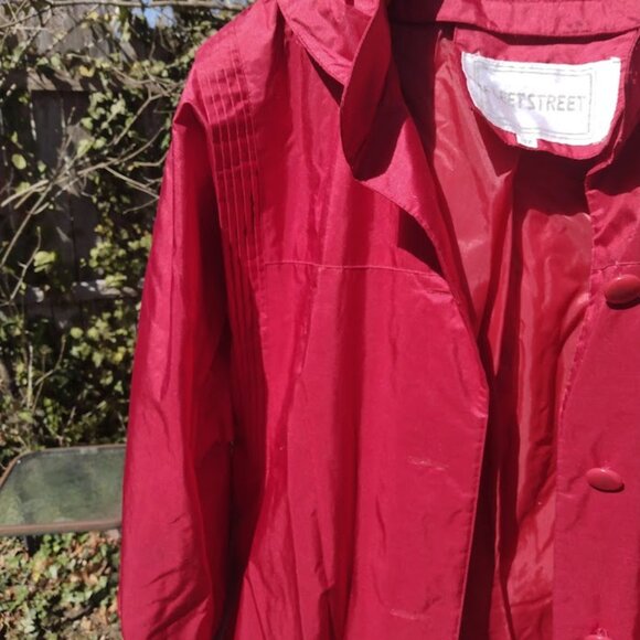FLEET STREET Vintage Long Trench Raincoat Women's Cranberry/Red Size 18 *FLAWS* - Picture 6 of 16